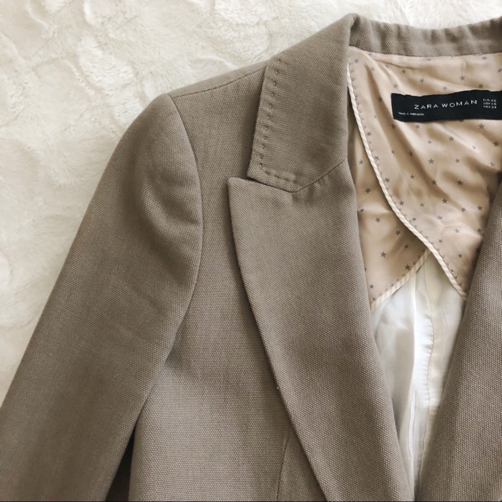 {zara} tan elbow patch blazer - Picture 3 of 4